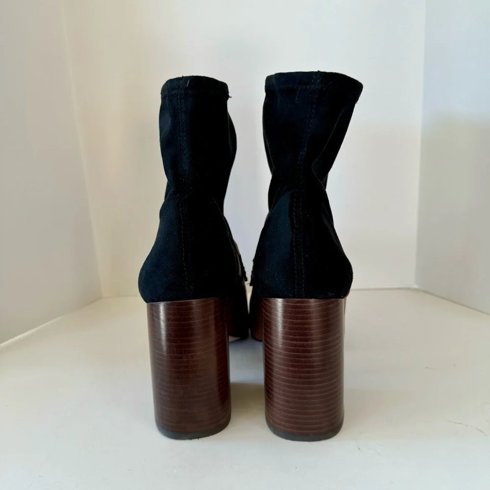 LOUISE ET CIE Two-Tone Faux Suede and Leather Block Heel Ankle Boots - Picture 4 of 6